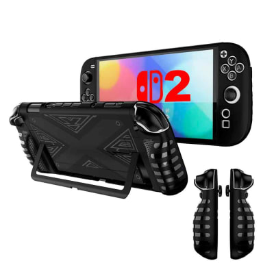 Case para Nintendo Switch 2 Ergonómico 3 Piezas Rígido y Silicon Negro, for