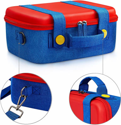 Maleta para Nintendo Switch y Oled Rojo con Azul Grande Resistente