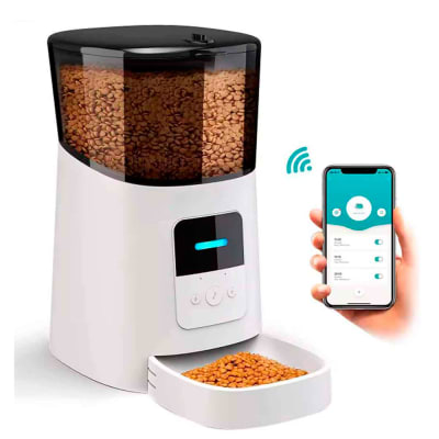 Comedor Automático para Perros y Gatos Inteligente 6L, WiFi, Blanco, feeder