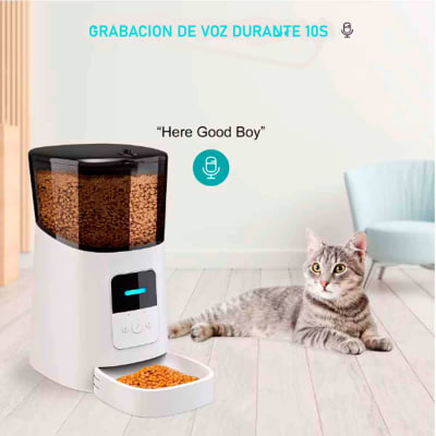 Comedor Automático para Perros y Gatos Inteligente 6L, WiFi, Blanco, feeder