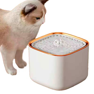 Bebedero para Gatos y Perros Tipo Agua Fresca, Cuadrado, Blanco
