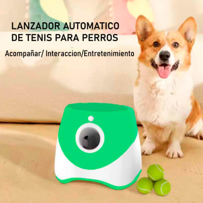Lanzador Automático de Pelotas para Perros Incluye 3 Pelotas, Inalámbrico Verde