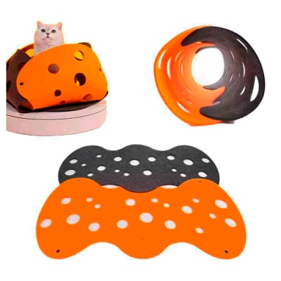 Túnel para Gatos Felpa Plegable 92cm Naranja/Negro