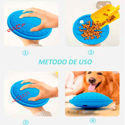 Disco Dispensador de Comida para Perros y Gatos de Goma Azul