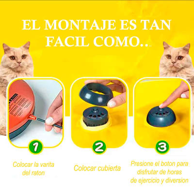 Juguete para Gatos Atrapa Debajo Alfombra Rotativo Amarillo, marb