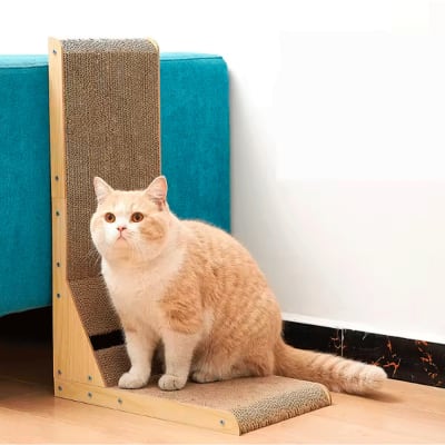 Rascador para Gatos Cartón Corrugado y Madera Forma L, Mod. A