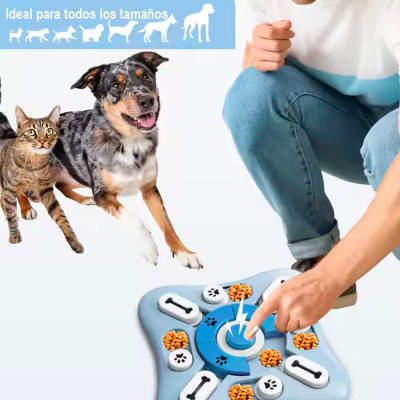 Juguete para Perros y Gatos Puzzle Rompecabezas de Alimento Entrenamiento 25.4cm Azul
