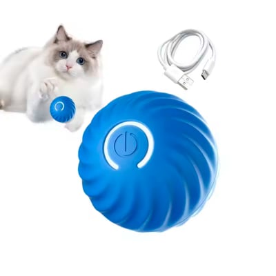 Juguete para Gatos y Perros Pelota Saltarín con Luces Recargable 5.5cm Azul