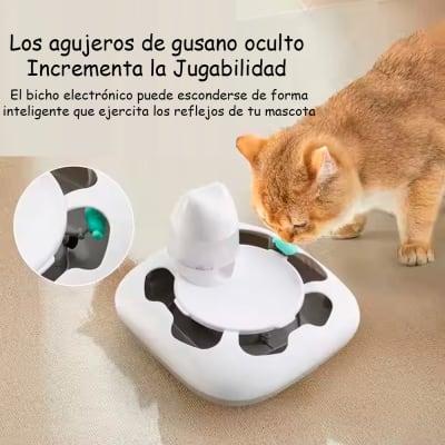 Juguete para Gatos Perros Base Plato Giratorio con Dispensador de Comida Recargable Blanco