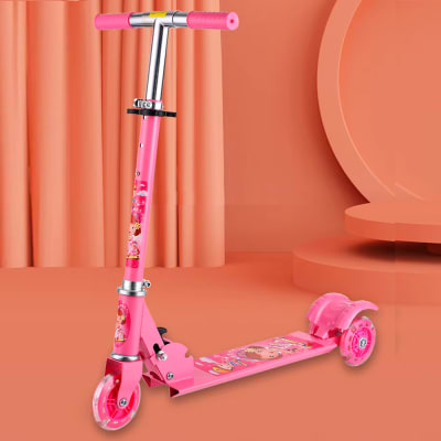 Scooter para Niños Rosado con Luces 3 Llantas Aluminio
