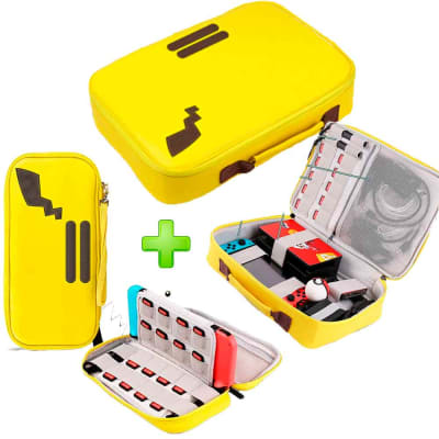 Pack Maleta para Nintendo Switch y Oled Pikachu Amarillo + Estuche Amarillo