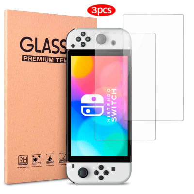 Pack 3 und Mica de Vidrio para Nintendo Switch OLED