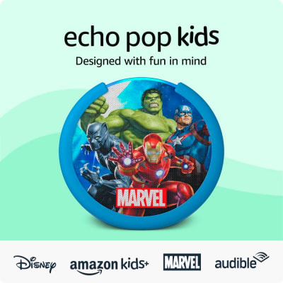 Echo Pop para Niños Parlante Inteligente Alexa Marvel Avengers Turquesa
