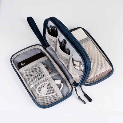 Estuche Organizador Documentos Electrónicos de Viaje Impermeable Azulino