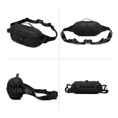 Canguro Morral Organizador de Viaje Ancho Ajustable Impermeable 32cm Negro