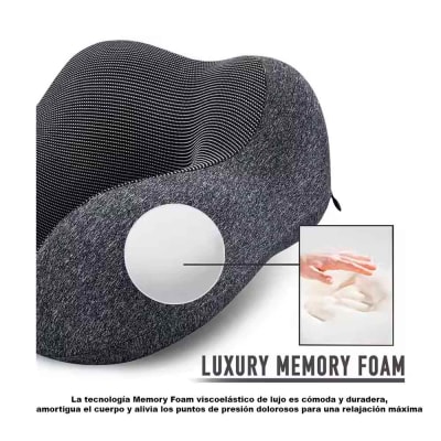 Set Almohada de Cuello para Viaje con Antifaz y Tapones de Oídos Gris