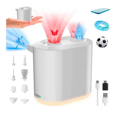 Bomba 3 en 1 Aspirador Inflador de Aire Inalámbrico de Bolsas al Vacío de Viaje Recargable Blanco