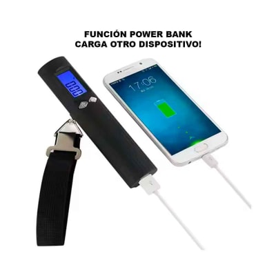 Balanza Digital Portátil 4 en 1 con Linterna, SOS, Recargable USB, Power Bank, para Viaje