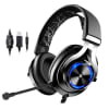 Audífonos Gamer para PS5, PS4, PC, Xbox, con Micrófono Usb Negro y Bolso Porta audÍfonos Eksa E30001