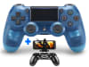 Mando PS4 Azul Transparente V2 Compatible Soporte de Celular Cable3