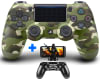 Mando PS4 Verde Camuflado V2 Compatible Soporte de Celular Cable3