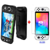 Pack Case para Nintendo Switch Oled Negro + Mica de Vidrio Silicon Pgte4