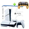 Pack Consola PS5 Slim con Lector 1TB + Case para Mando PS5 Dorado Rígido1