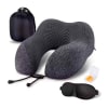 Set Almohada de Cuello para Viaje con Antifaz y Tapones de Oídos Gris1