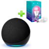 Pack Echo Dot 5ta Gen Parlante Alexa Negro + Foco Led TP-Link 60W Multicolor KL1351