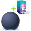 Pack Echo Dot 5ta Gen Parlante Alexa Azul + Foco Led TP-Link 60W Multicolor KL1351