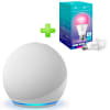 Pack Echo Dot 5ta Gen Parlante Alexa Blanco + Foco Led TP-Link 60W Multicolor KL1351