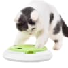 Juguete para Gatos Base Plato con Pluma Giratoria Blanco/Verde, ljq01311