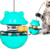 Juguete para Gatos Balancín con Pelotas, Dispensador de Comida, Turquesa1