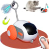 Juguete para Gatos Carro con Control Remoto Pluma, Blanco/Naranja, pgct0811