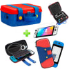 Pack Maleta para Nintendo Switch y Oled Rojo/Azul + Estuche Mario Rojo/Azul + Mica Oled1