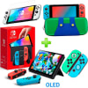 Pack Consola Nintendo Switch OLED Neón + Estuche VerdeAzul + Mica + Funda Joycons Animal Crossing1