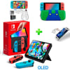 Pack Consola Nintendo Switch OLED Neón + Estuche VerdeAzul + Case Transparente + Mica Vidrio1