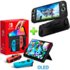 Pack Consola Nintendo Switch OLED Neón + Case Negro Silicon pgte1