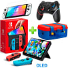 Pack Consola Nintendo Switch OLED Neón + Maleta RojoAzul + Mando Alternativo Negro BT + Mica1