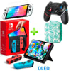 Pack Consola Nintendo Switch OLED Neón + Maleta A. Cros + Mando Alternativo Negro BT + Mica1