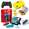 Pack Consola Nintendo Switch OLED Neón + Maleta Pikachu + Mando Alternativo Negro BT + Mica1