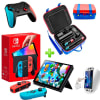 Pack Consola Nintendo Switch OLED Neón + Maleta RojoAzul + Mando Alternativo RojoAzul LA + Mica1