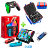 Pack Consola Nintendo Switch OLED Neón + Maleta RojoAzul + Mando Alternativo VerdeFuxia LA + Mica1