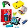 Pack Consola Nintendo Switch OLED Neón + Maleta Pikachu + Mando Alternativo VerdeFuxia LA + Mica1
