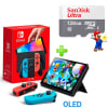 Pack Consola Nintendo Switch OLED Neón + Memoria 128GB Sandisk1
