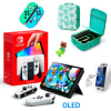 Pack Consola Nintendo Switch OLED Blanco + Maleta Verde Animal Cros + Mica + Funda Joycons Animal Cr1