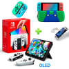 Pack Consola Nintendo Switch OLED Blanco + Estuche VerdeAzul + Mica + Funda Joycons Animal Crossing1
