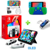 Pack Consola Nintendo Switch OLED Blanco + Estuche VerdeAzul + Case Transparente + Mica Vidrio1