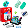 Pack Consola Nintendo Switch OLED Blanco + Estuche Verde Animal Cro + Mica + Funda Joycons Animal Cr1