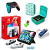 Pack Consola Nintendo Switch OLED Blanco + Maleta A. Cros + Mando Alternativo RojoAzul LA + Mica1
